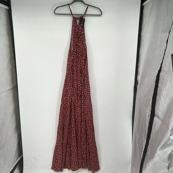 NWT City Chic Tier Spot Maxi Dress Women's Size XXL/24 Toffee Halter Neck Ruffle - Picture 2 of 10